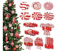33pcs Mini Christmas Tree Decorations Set, Resin Miniatures Peppermint Swirl Candy Cane for Xmas Tree, Holiday Party Décor