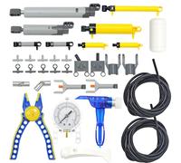33pcs Pneumatic Pumps Parts Kit, Compatible with Technic Pumps Pneumatic Cylinders Air Tank Switch Tubes Push Rod Pressure Gauge T-connectors Actuator Alloy Joint, for Building Toys Accessories