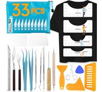 33pcs Vinyl Weeding Tools with T-Shirt Ruler Guide, Craft Tools Set for DIY Heat Transfer Printing, Weeding Vinyl, Scrapbooking, Lettering, Cutting, Splicing.