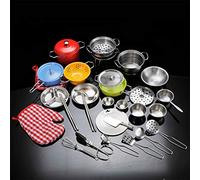 33pieces Girls Pretend Plays Tools Stainless Kid Kitchen Cookware Apron Pots Pans Food Toy Set Cooking Role Play Game Wooden Spatula Utensil Pot Wooden Spatula Wood Utensil Wood Utensils Spoons