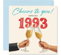 32nd Anniversary Card for Women Men - Cheers! Married Since 1993 - Happy 32 Year Anniversary Card for Companion Boyfriend Wife Partner, 145mm Wedding Anniversaries Greeting Cards