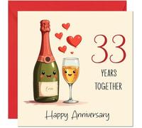33rd Anniversary Card for Women & Men - Happy 33 Year Anniversary Card for Girlfriend Boyfriend Partner Anniversaries Greeting Cards for Him Her