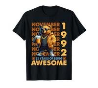 33rd Birthday Bear Legends November 1992 33 Years Old Mens T-Shirt