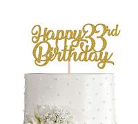 33rd Birthday Cake Topper, Gold Glitter Cheers To 33 Years Party Decoration, Supply