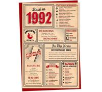 33rd Birthday Card - Back in 1992 In This Year Card, Greeting Card for Men and Women, Birthday Cards for Women, Birthday Cards for Men, 33rd Anniversary Card, 5x7