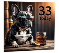 33rd Birthday Card - Cool French Bulldog - Funny 33rd Birthday Card for Dad, Mens thirty three, thirty third, Grandad, Uncle