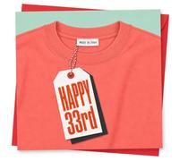 33rd Birthday Card for Her, Cheeky Design | Eye-catching greeting card; Cheeky artwork for her on a 33rd birthday with a warm, memorable feel