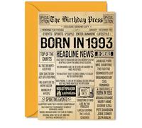 33rd Birthday Card for Women Men - Bday Press Newspaper 1993 - Happy 33 Birthday Cards for Colleague Auntie Daughter Brother Sister Nephew, 5x7 Inch Bday Greeting Cards