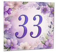 33rd Birthday Card for Women - Purple Floral 33rd Birthday Cards for 33 year old woman thirty three, thirty third Ladies Mum Aunt Sister Niece Daughter
