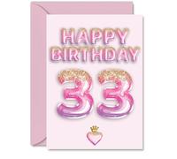 33rd Birthday Cards for Men Women - Pink & Purple Glitter Balloons - Happy Birthday Card for 33 Year Old Man Woman Brother Cousin Wife Colleague, A5 Bday Greeting Cards