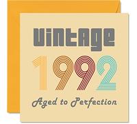 33rd Birthday Cards for Men Women - Vintage 1992 Aged To Perfection - 33 Birthday Card Funny for Her Him, 145mm Greeting Cards Mum Dad Brother Sister Uncle Auntie