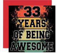 33rd Birthday Cards for Women Men - Being Awesome - Happy Birthday Card for 33 Year Old Woman Man Brother Cousin Wife Colleague, 145mm Bday Greeting Cards