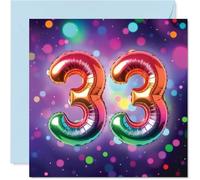 33rd Birthday Cards for Women Men - Rainbow Foil Balloon - Happy Birthday Card for 33 Year Old Woman Man Neighbour Niece Friend Brother, 145mm Bday Greeting Cards