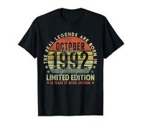 33rd Birthday The Real Legends October 1992 33 Years Old Men T-Shirt