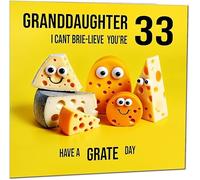 33rd Granddaughter Birthday Card - Cheese Pun Funny Granddaughers Birthday Card for 33 Year old thirty three, thirty third