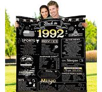 33th Birthday Blanket Gift for Women or Men,33 Years Old 1992 Anniversary Weeding Gift for Wife Husband Mom Dad, Back in 1992 Flannel Fleece Soft Throw Blanket