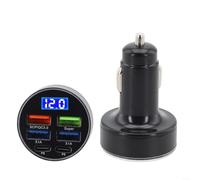 33W PD Quick Charge Type C Car Charger Adapter with 4 USB Ports, Battery Voltage LED Display, Supports For QC3 0, Suitable for 12V to 24V Car Models