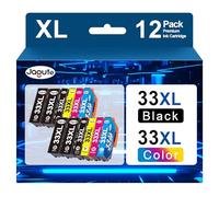 33XL Ink Cartridges Combo Pack for Epson 33 33XL Ink Replacement for Epson Expression Premium XP-530 XP-540 XP-630 XP-640 XP-645 XP-830 XP-900 XP-7100 (12 Pack, Black Photo Black Cyan Magenta Yellow)
