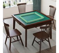 34.5" Square Multifunctional Mahjong Card Table - Versatile Table for Poker, Dominoes & Jigsaw Puzzles with 4 Storage Drawers (Color: Orange)