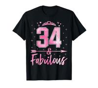 34 and Fabulous Cute Ladies 34th Birthday Women 34 Years Old T-Shirt