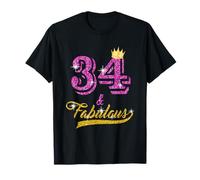 34 and Fabulous T-Shirt 34 yrs old B-day 34th Birthday Gift T-Shirt