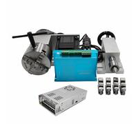 34 Closed Loop Stepper Motor 4:1 Gear Ratio 100mm Stroke 4Jaw Chuck 4th Axis Rotary Axis + Tailstock for CNC Router (HBS86H Compatible)