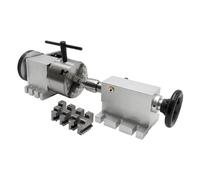 34 Closed Loop Stepper Motor 4:1 Gearbox K12100mm 4Jaw Chuck 4th Axis Rotary Axis & Tailstock for CNC Router (Motor Not Included)