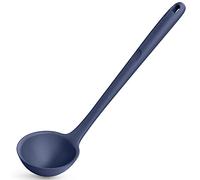34 cm Silicone Soup Ladle: U-Taste 315℃ Heat Resistant Non-Stick Seamless Rubber Large Kitchen Deep Serving Spoon with Non-Slip Solid Long Handle for Cooking Sauce, Stews, Gravies(Midnight Blue)