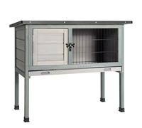 34" Elevated Wooden Rabbit Hutch Indoor, Bunny Cage Outdoor, Guinea Pig House with Pull-Out Tray, And Openable Asphalt Roof
