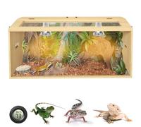 34 Gallon Bearded Dragon Tank, Lockable Reptile Terrarium Tank, Large Snake Enclosure, Lizard, Leopard Gecko Tank with Openable Roof Door, (Wooden, 32" L x 16" W x 16" H)