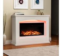 34 Inch Electric Fireplace with White Wooden Mantel