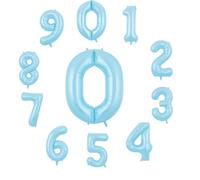 34-Inch Large Foil Helium Number Balloons - Multi-Colored Party Decoration (0-9) (Baby Blue, Number 4)