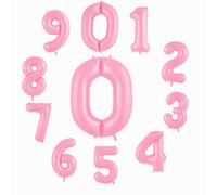 34-Inch Large Foil Helium Number Balloons - Multi-Colored Party Decoration (0-9) (Baby Pink, Number 3)