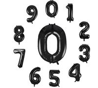 34-Inch Large Foil Helium Number Balloons - Multi-Colored Party Decoration (0-9) (Black, Number 6)