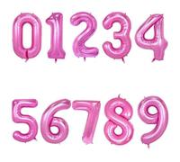 34-Inch Large Foil Helium Number Balloons - Multi-Colored Party Decoration (0-9) (Pink, Number 0)