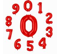 34-Inch Large Foil Helium Number Balloons - Multi-Colored Party Decoration (0-9) (Red, Number 4)
