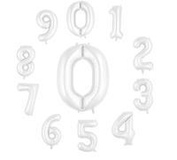 34-Inch Large Foil Helium Number Balloons - Multi-Colored Party Decoration (0-9) (White, Number 9)