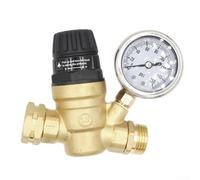 34 Inch RV Water Pressure Regulator With Pressure Gauge, Adjustable Brass Construction, Fits 3/4 Inch NPT Male And Female Threads, Controls Water Pressure Up To 160 PSI