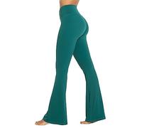 34" Inseam Womens Flare Leggings No Front Seam Flare Yoga Pants with Tummy Control Crossover High Waist