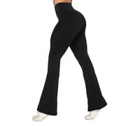 34" Inseam Womens Flare Leggings No Front Seam Flare Yoga Pants with Tummy Control Crossover High Waist