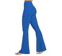 34" Inseam Womens Flare Leggings No Front Seam Flare Yoga Pants with Tummy Control Crossover High Waist