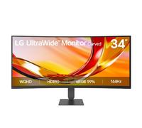 LG UltraWide Monitor 34U620B-B : Curved UWQHD 1440p VA 34 inch, 144Hz, 5ms GtG, HDR10, FreeSync Premium, HAS display, Reader Mode & Flicker Safe, Smart Energy Saving, DP 1.4, HDMI, Black