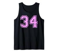 34 Number Thirty-Four Sports Varsity College Girl Matching Tank Top