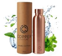 34 oz Pure Copper Water Bottle for Drinking (Polished) - 1000 mL Large Handcrafted Ayurvedic Copper Water Bottle with Leak-Proof Design
