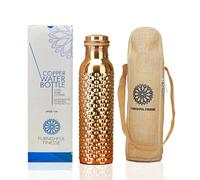 34 Oz Pure Copper Water Bottle With Ayurvedic Benefits Copper Bottle With Bag For Drinking Drink Leak Proof Lid Large Handcrafted Copper Water Vessel For Travel Gym Office Hiking Outdoor Yoga