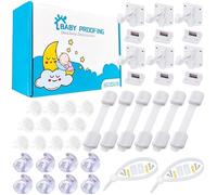 34 Pack Baby Proofing Kit | 6 Hidden Cabinet Drawer Locks, 6 Adjustable Latches, 12 Outlet Covers, 8 Corner Guards, 2 Anti Tip Furniture Anchors Kit