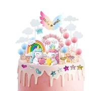 34 Pack Rainbow Horse Cake Toppers, Birthday Cake Toppers, Rainbow Cake Toppers, Heart Stars Cake Toppers, Pink Romantic Cake Toppers for Kids Girls Boys
