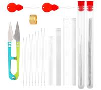 34 PCS Beading Needles Set, Assorted Size Seed Beads Needle for Jewelry Making Include Long Straight Beading Thread Needles Big Eye Needle Threaders Thimble and Organize Bottle