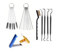 34 PCS Carburetor Cleaning Kit, Carburetors Carbon Dirt Jet Remove Cleaner - 1 Single Head Brush + 23 Needles + 5 Nylon Brushes + 1 Scraper + 4 Cleaning Hooks for ATV Motorcycle Chainsaw and Welder