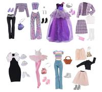 34 Pcs Clothes and Accessories Compatible with 11.5 Inch Barbie Dolls, 8 Set Doll Clothes and Fashion Packs, 1 Princess Dress 1 Ballet Skirt 3 Elegant Skirts 7 Tops 3 Pants 8 Shoes 5 Bags 1 Crown
